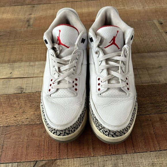 Jordan 3 Retro Hall of fame white red black mens -12 - Picture 2 of 13